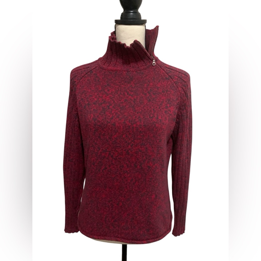 Like new Two Dog Island red sweater zip mock turtle neck sz M
